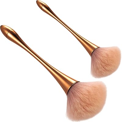 Boao 2 Pcs Large Fluffy Makeup Brushes Soft Bronzer Powder Brush for Coverage Loose Blending Buffing Nail FoundationRose Gold