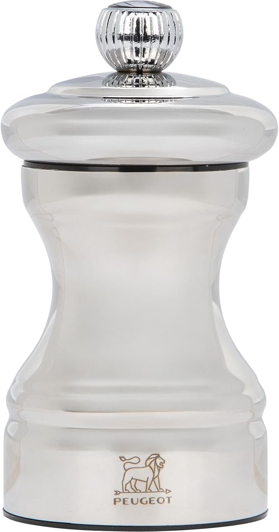 PEUGEOT - Bistro Chef Salt Mill Shiny Stainless Steel- Classic Grind System - Made in France, 10 cm -4 in.