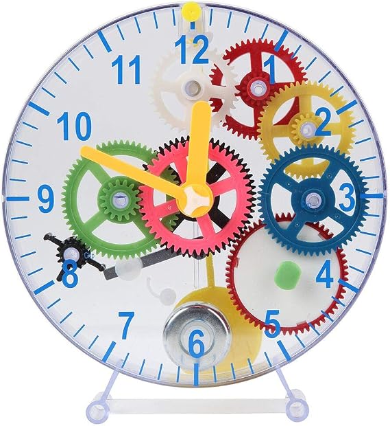 Lily's Home 31 Pieces Do-It-Yourself Children's First Puzzle Clock Kit, No Batteries Required, Learn How Clock Gears Work, Colorful and Educational Gift for Kids, Mechanical, Multi-Colored