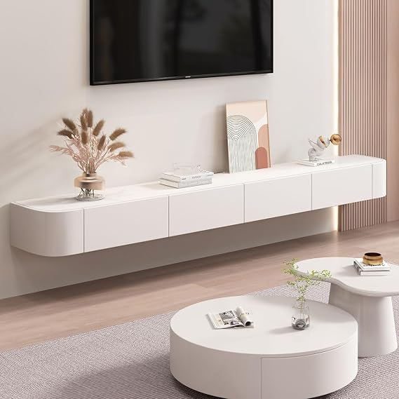 zaqiming Floating TV Stand With 6 Door,Wall Mounted Entertainment Center TV Media Console,Floating TV Cabinet Large Storage TV Bench for Living Room
