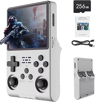 R40S PRO Handheld Game Console with 256G Built-in 30000 Classic Games, 3800mAh Battery,Handheld Retro Game Console 3.5 inch IPS Screen Video Player