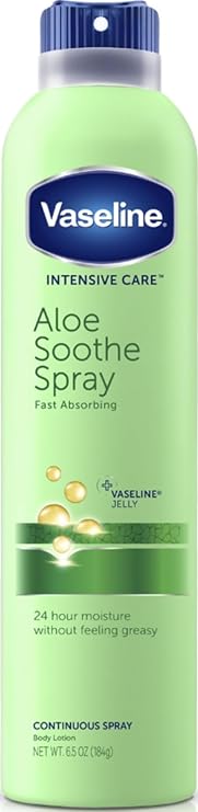 VASELINE SPRAY & GO ALOE FRESH 6.5 OZ | Provides 24 hour moisture without feeling greasy, with micro-droplets of Vaseline Jelly to help heal dry skin, Intensive Care