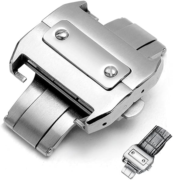Stainless Steel Deployment Clasp 18mm 21mm Butterfly Folding Buckle Watch Strap Accessories Replacement for Leather Watch Bands