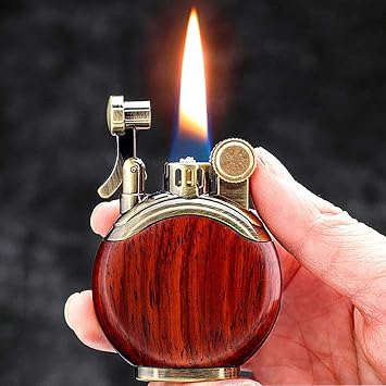 Vintage Antique Trench Lighter, Sandalwood Cool Lighters, Reusable Windproof Kerosene Lighter for Men