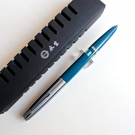 erofa Yongsheng 601 Vacumatic Fountain Pen Vintage Metal Silver Cap, Green with Ink Windows