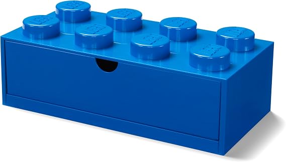 Room Copenhagen LEGO Desk Drawer Stackable Storage with 8 Knobs, In Blue | LEGO Toys Desk Drawers Office Supplies and Stackable Storage Home Decoration Storage Box