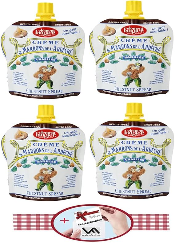 Clement Faugier Creme De Marrons Chestnut Puree Spread (4 x Pouches of 85g Each) and 1 x Exclusive Small Gift from Vestemfashion Team