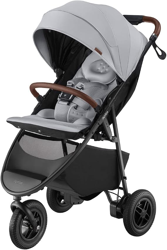 Aprica 2184600 A-Shaped Baby Stroller, Smooth Precious AB, 3-wheel Type, 1 to 36 months, Gray
