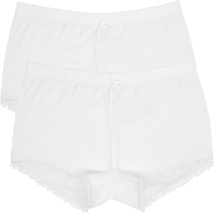 Comfneat Women's 2-Pack Pointelle boyshorts boxer briefs Cotton Viscose Underwear