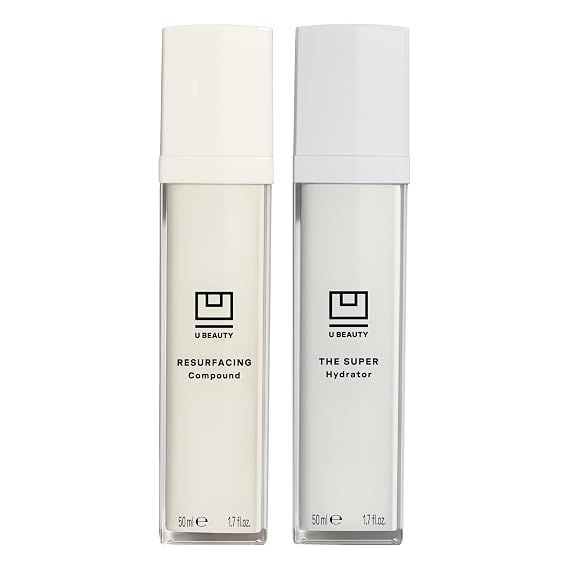 U Beauty Duo Set - Face Serum with Retinol & Hyaluronic Acid - 1.7 fl oz | Resurfacing Compound & SUPER Hydrator Set, Vitamin C & E, Set of 2, moisturizes for smooth, hydrated & softer skin