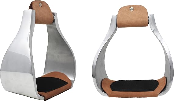 CHALLENGER Horse Saddle Western Stirrups Light Weight Aluminum 6" Wide Roper Stirrups 51219