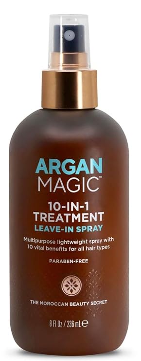 Argan Magic 10 in 1 Hair Treatment & Stylizing Spray Multipurpose Leave in Spray for all Hair Types | Paraben Free, (8 oz)
