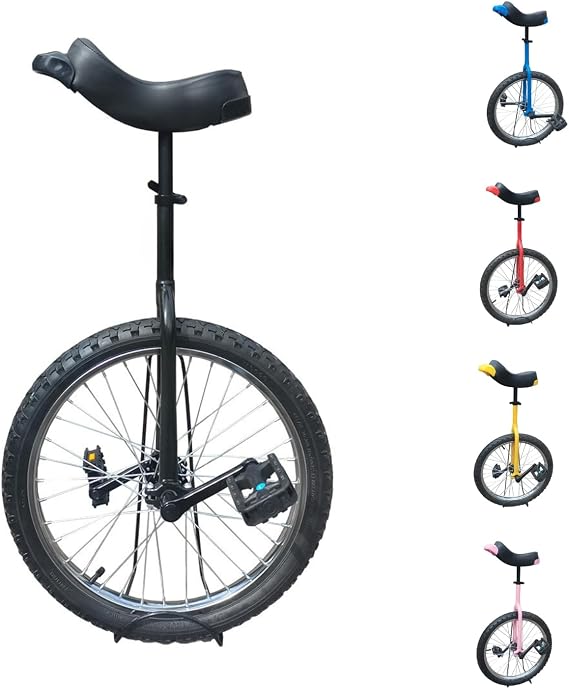 Adult Unicycle Adjustable Seat with Unicycle Stand for Fun Fitness Exercises, Balance Training, Circus Performances