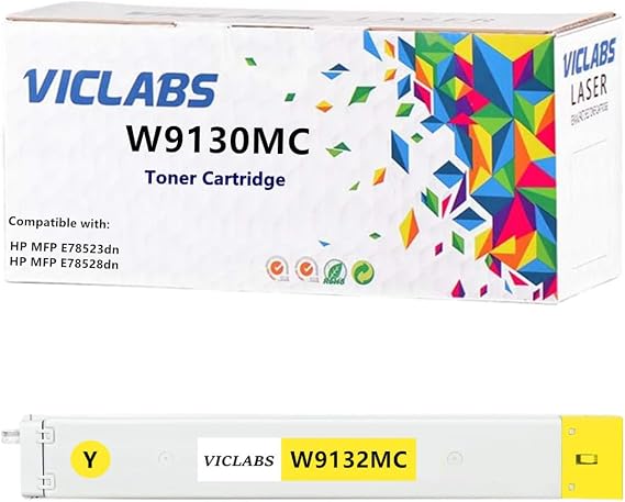 W9130MC Toner cartridges Replacement for HP W9130MC W9132MC Toner Cartridges for use in HP Color LaserJet Managed MFP E78523dn E78528dn E78523 E78528 Printers (1- Pack, Yellow)