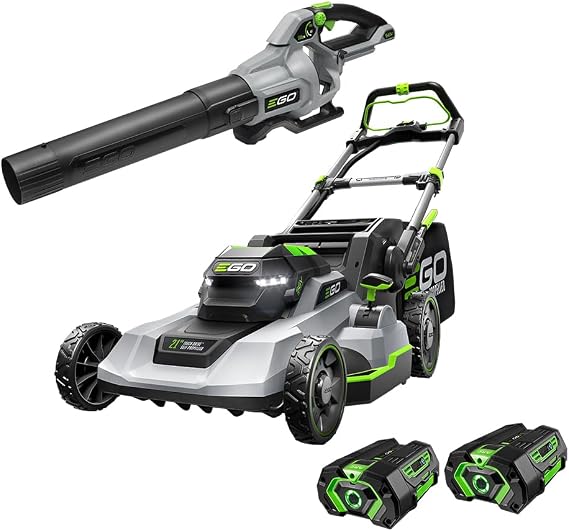 EGO Power+ LM2122SP-2 21-Inch 56-Volt Self-Propelled Lawn Mower with Touch DriveTM with (2) 4.0Ah Batteries, 550W Rapid Charger Kit and LB5800 580 CFM Cordless Leaf Blower