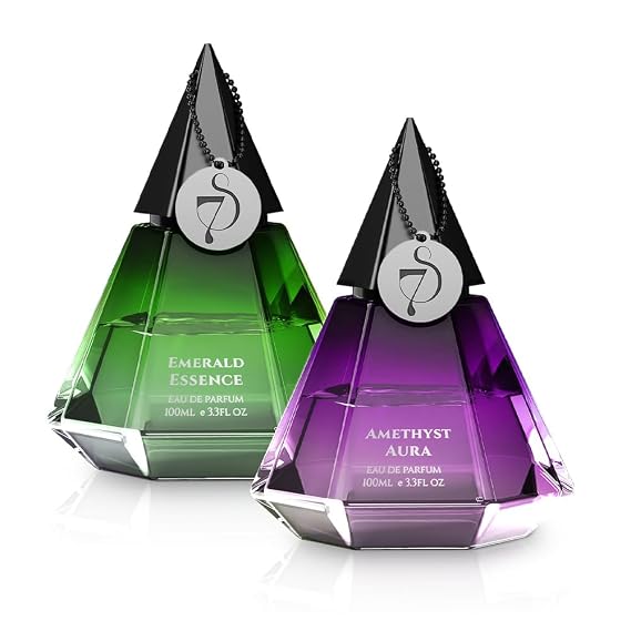 Emerald Essence & Amethyst Aura Eau de Parfum 100ml X 2 Unisex Perfume | Long Lasting Perfume for Men & Women | Premium Luxury Fragrance Scent
