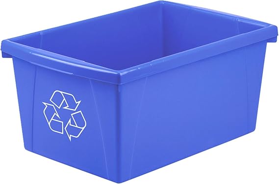 Storex 5.5 Gallon (21L) Recycle Bin, 16.75 x 8.25 x 11.88 Inches, Blue (61517A06C)