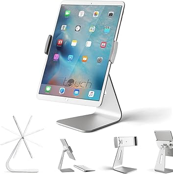 Tablet Holder Stand, Stouch 360 Rotatable Aluminum Desktop Holder Mount Compatible for 7-13 inch Galaxy Tab S8, iPad Pro/Air/Mini,Nexus, Surface Pro 4 Kiosk POS Silver