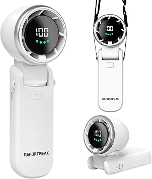 Portable Handheld Turbo Fan, Stepless 100 Gear Wind,4000mAh Rechargeable,Up to 12 Working Hours,3 IN 1 Hand /Desk/Neck Fan with Air Turbo Tech Cooling Fan for Outdoor Activities,Travel,Working-White