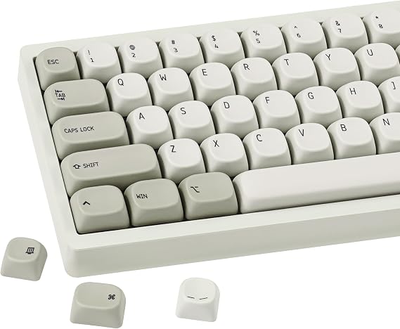 Retro Gray PBT Keycaps, Japanese Minimalist Style Keyboard Keycaps | Dye-Sublimation MOA Profile Keycaps Set 137 Keys for US Layout 75% TKL 100% Cherry MX Switches Mechanical Keyboard
