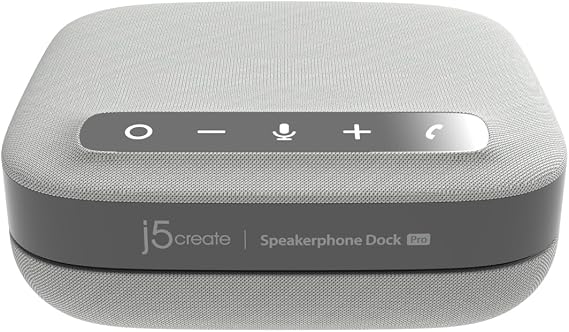 j5create USB-C Dual 4K Speakerphone Dock Pro, Dual 4K HDMI Audio Dock | for Video Conference, USB-A x 2, USB-C, Gigabit ethernet, Pass-Through Charging - Works with Teams, Zoom (JCDS337)