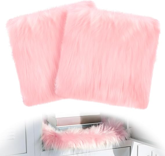 2 Pcs Locker Decor Rug for Middle & High School Girls, 10" x 10", Pink