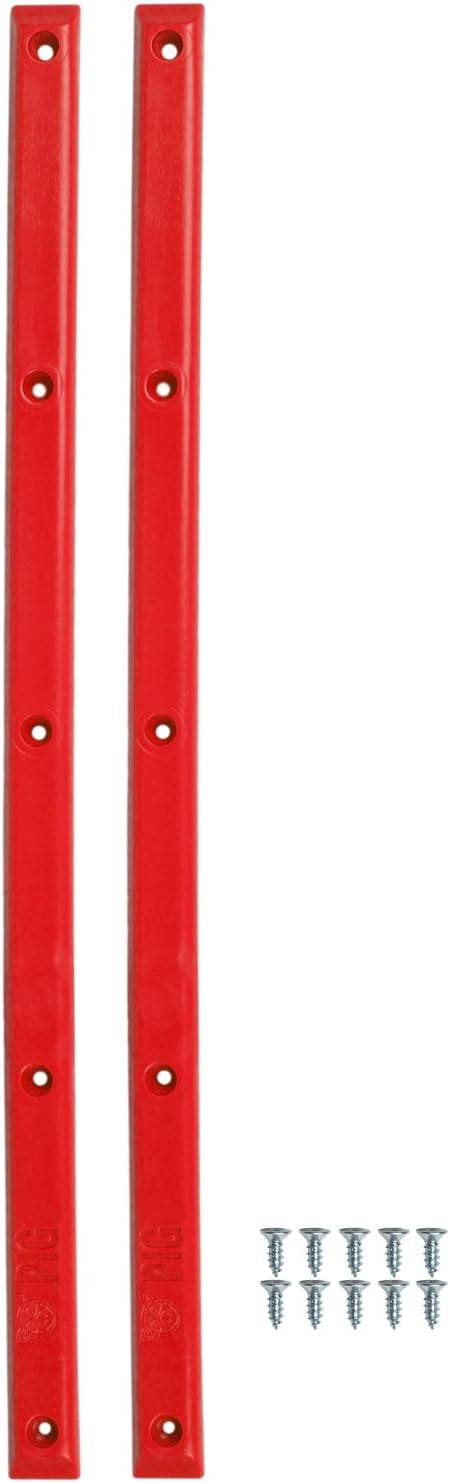 Skateboard Pig Rails Red 14.25 with 10 Wood Screws