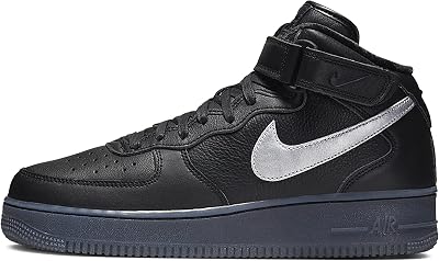 NIKE Air Force 1 07 Lv8, Mens Basketball Shoe, Black Metallic Silver Hyper Pi, 12 US