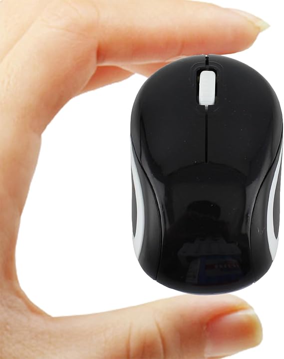 Wireless Cute Mini Computer Mouse - Small Size, Portable, Compact Travel USB Optical 3 Buttons 1000 DPI Cordless Mouse for Laptop PC Computer Notebook MacBook Kids Girl Gift (Black)
