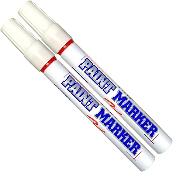 Paint Markers Oil-Based Pen Permanent Waterproof Car Tire Tread Rubber Metal - 2 pcs (Red)