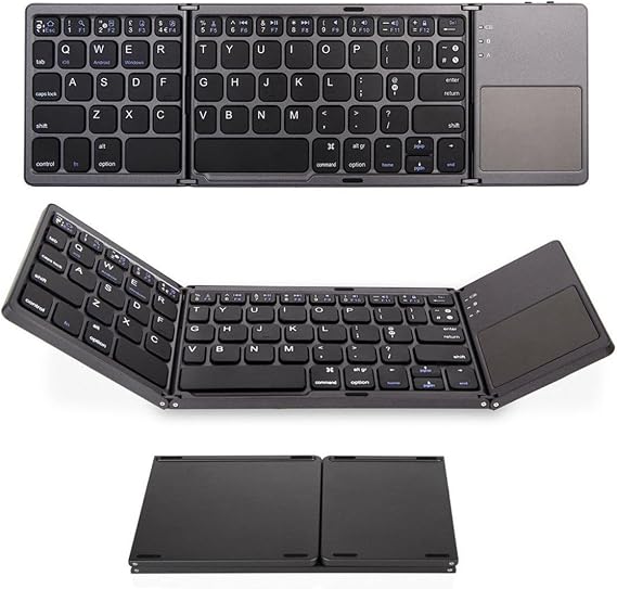 Foldable Bluetooth Keyboard with Trackpad Mini Wireless Keyboard for Laptops Mobile Phones and Tablets (American Keyboard)