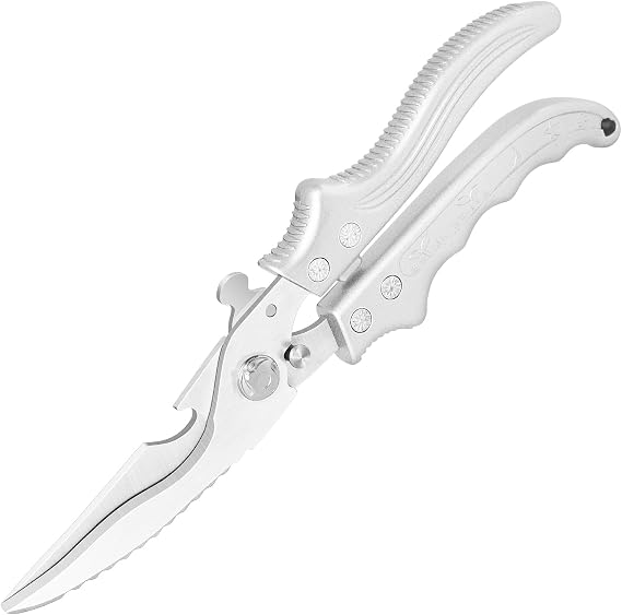 Poultry Shears with Non-Slip Handle and Safety lockHeavy Duty Kitchen Scissors - Professional Multi-Purpose Cooking Scissors, Dishwasher Safe, Suitable for Meat, Chicken and Bones