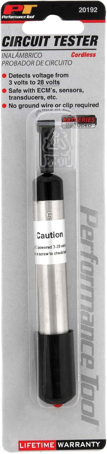 Performance Tool 20192 Cordless Circuit Tester 3 to 28 Volt Safe with ECMs, Sensors, Transducers and More