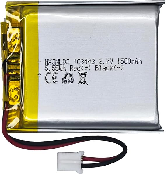 DC 3.7V 1500mAh 103443 Rechargeable Polymer Lithium Battery for DIY 3.7-5V Electronic Products with Built-in 2-Wire Battery Replacement, Mobile Energy Storage Power Supply