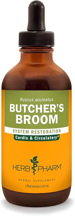 Herb Pharm Butcher's Broom Liquid Extract for Cardiovascular and Circulatory Support - 4 Ounce