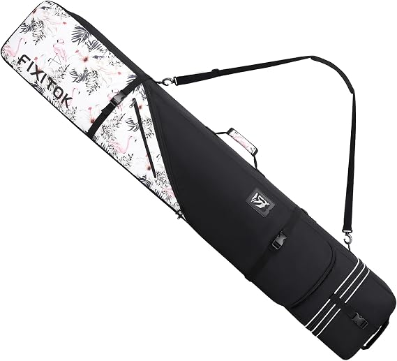 FIXITOK Snowboard & Ski Bag for Air Travel, Waterproof Full Padded Snowboard Bag Fit Board, Boots, Clothes, Helmet and Gear, Adjustable Length Ski Bag(157CM-181CM)