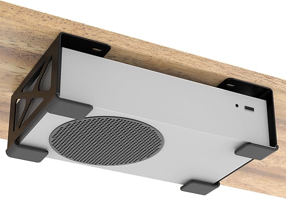Under Desk Storage Mount Compatible for Xbox Series S, Under Desk Holder Compatible for Xbox One S/X/360, Metal Under Desktop Storage Mount,Desktop Mini PC Holder