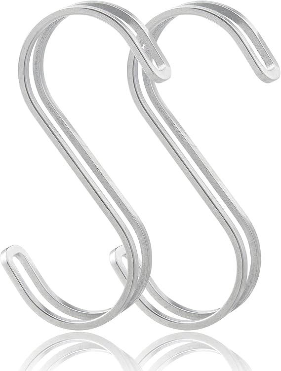 SORO:U Stainless Steel Double S-Shaped Hook L Size 2-Pack Load Capacity 9kg Made of 18-8 Stainless Steel