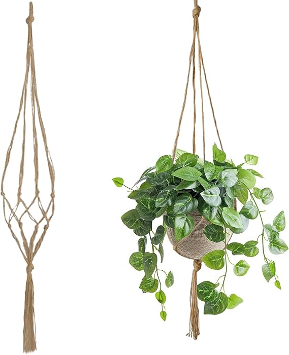 Macrame Plant Hangers, Hanging Planters Baskets Jute Rope Handmade Wall Hanging Plant Holders for Indoor Outdoor Garden Home Decor F4-MSDL