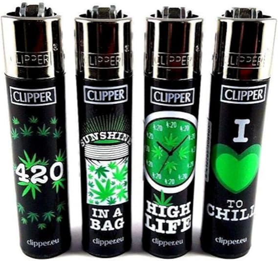 Clipper Lighter 4 Pack (Green Leaves)