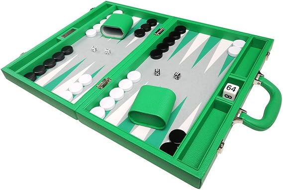 16-inch Premium Backgammon Set - Medium Size - Green Board