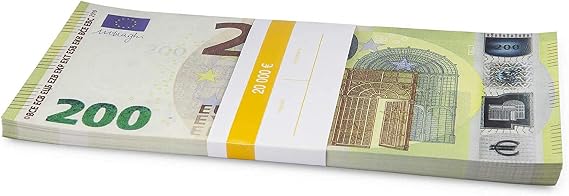 Litfax GmbH 200€ Euroschein/Euro-Geldscheine ca. 199x103 mm/banderoliert je Pack. 75 Stück (3 PG) …