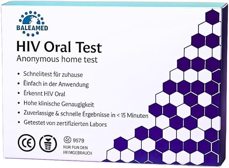 HIV 1/2 Oral Self Quick Test Kit - Pain Free and Safe Test with Saliva - HIV Test for Home - Detects HIV-1 and HIV-2 - Certified professional rapid test