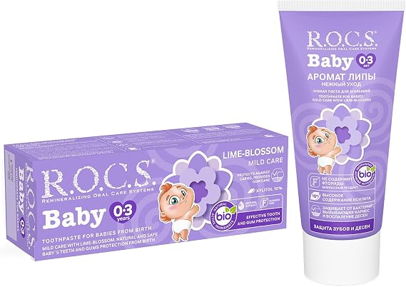 ROCS ROCS BABY 0-3 YEARS FLUORIDE-FREE BABY TOOTHPASTE - LINDEN EXTRACT - 45g