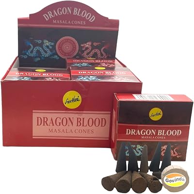 Sreevani Natural Masala Incense Cones and Holder Bundle, 120 Cones Total, Dragon Blood