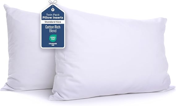 Martex Standard Bed Pillows, Pack of 2, White