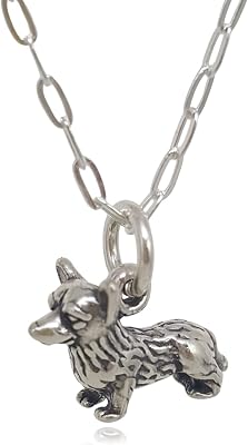 EnCharmed Sterling Silver Tiny Welsh Corgi Dog 3D Charm Necklace, 18