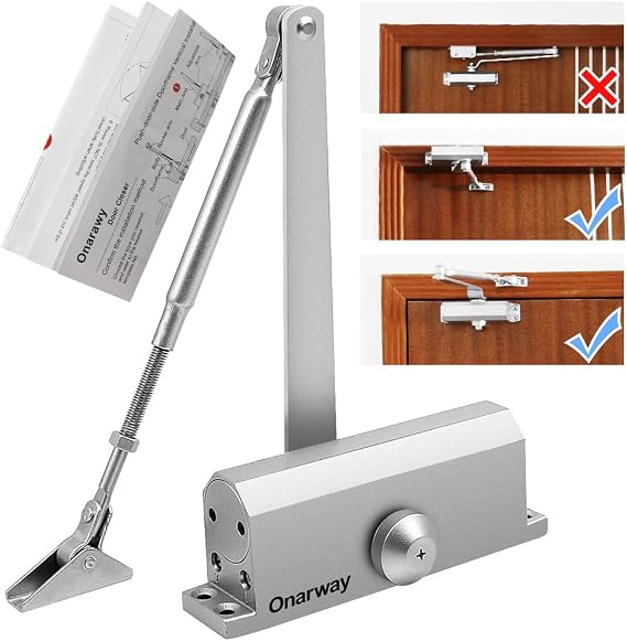 Onarway Automatic Door Closer with Flex-Stop Feature - Adjustable Speed