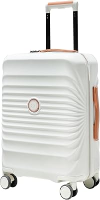 Lightweight Carry on Luggage Suitcase - Expandable Carry On Suitcase Luggage with TSA Lock, Spinner Wheels and USB Port, Carry-Ons with Artificial Leather Top Handle White, 24