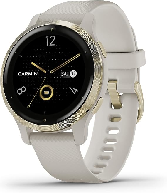 Garmin Venu 2S, Smaller-Sized GPS Smartwatch with Advanced Health Monitoring and Fitness Features, Light Gold Bezel with Tan Case and Silicone Band, (010-02429-01)